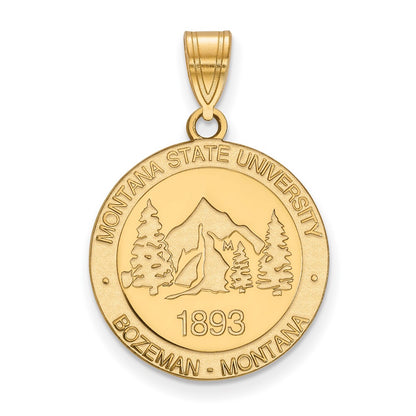 Gold Plated Sterling Silver Logoart Montana State University Large Crest Pendant