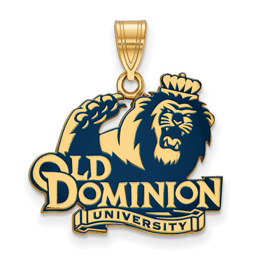 Gold Plated Sterling Silver Logoart Old Dominion University Large Enameled Pendant