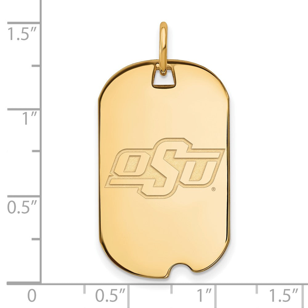 Gold Plated Sterling Silver Logoart Oklahoma State University O S U Small Dog Tag Pendant