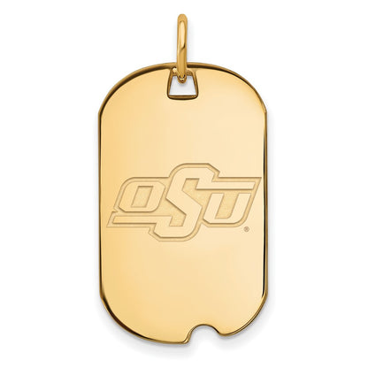 Gold Plated Sterling Silver Logoart Oklahoma State University O S U Small Dog Tag Pendant