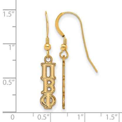 Gold Plated Sterling Silver Logoart Pi Beta Phi Extra Sorority Greek Letters Small Dangle Wire Earrings