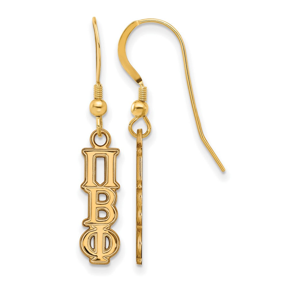 Gold Plated Sterling Silver Logoart Pi Beta Phi Extra Sorority Greek Letters Small Dangle Wire Earrings