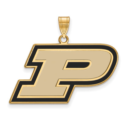 Gold Plated Sterling Silver Logoart Purdue University Letter P Large Enameled Pendant