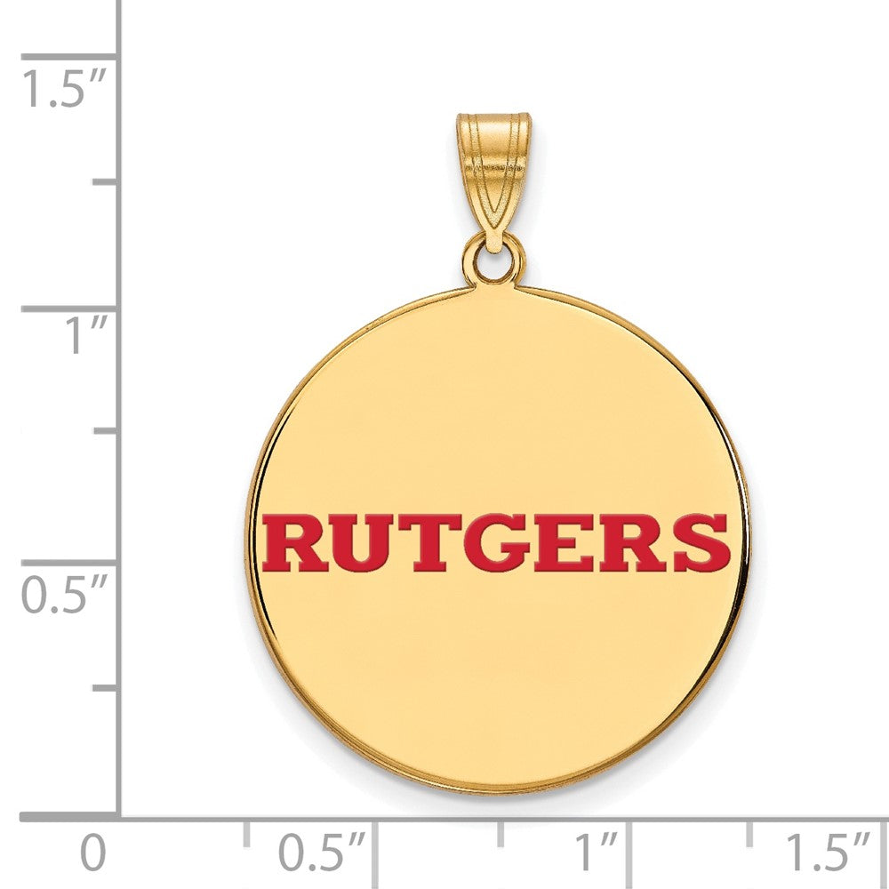 Gold Plated Sterling Silver Logoart Rutgers University Extra Large Enameled Disc Pendant