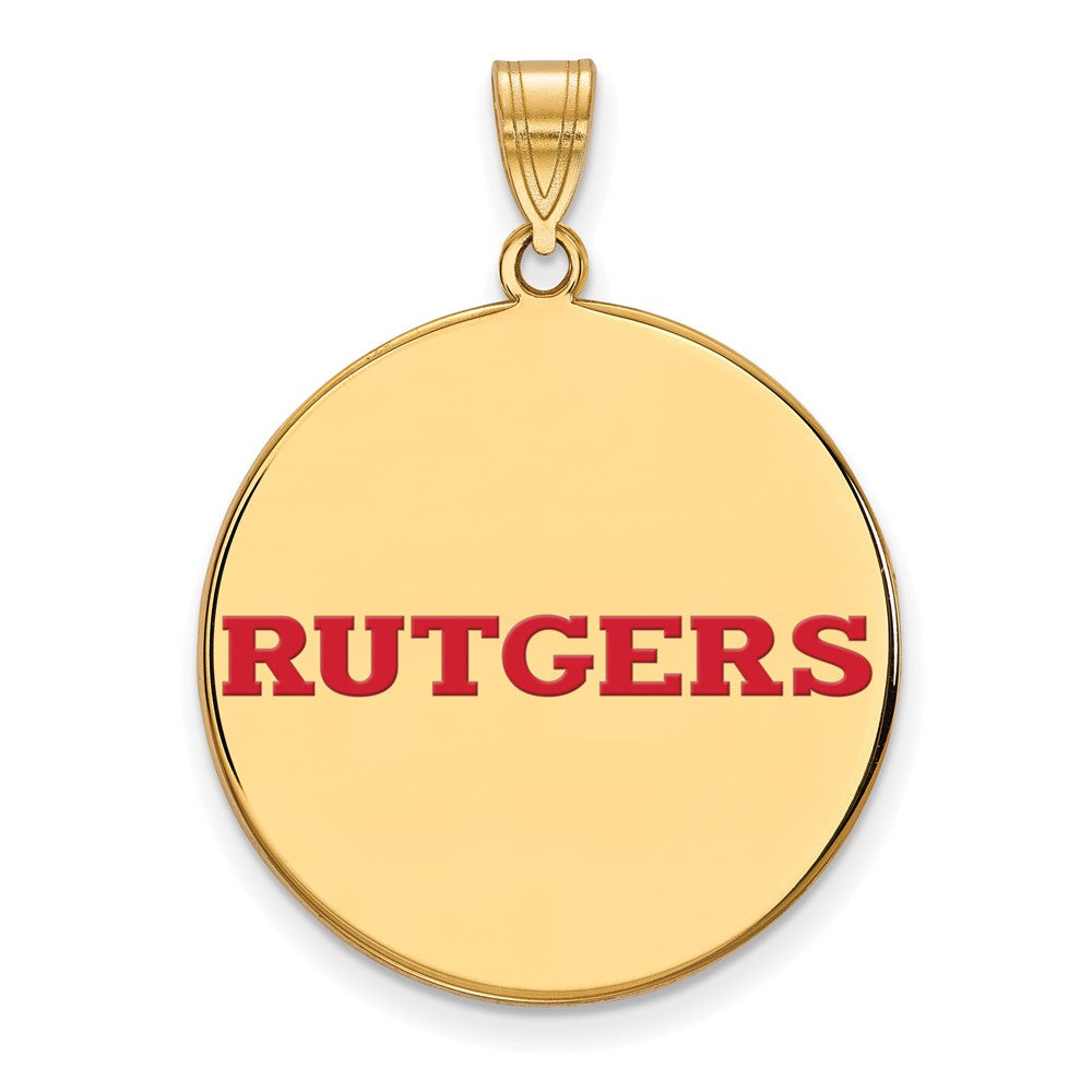 Gold Plated Sterling Silver Logoart Rutgers University Extra Large Enameled Disc Pendant