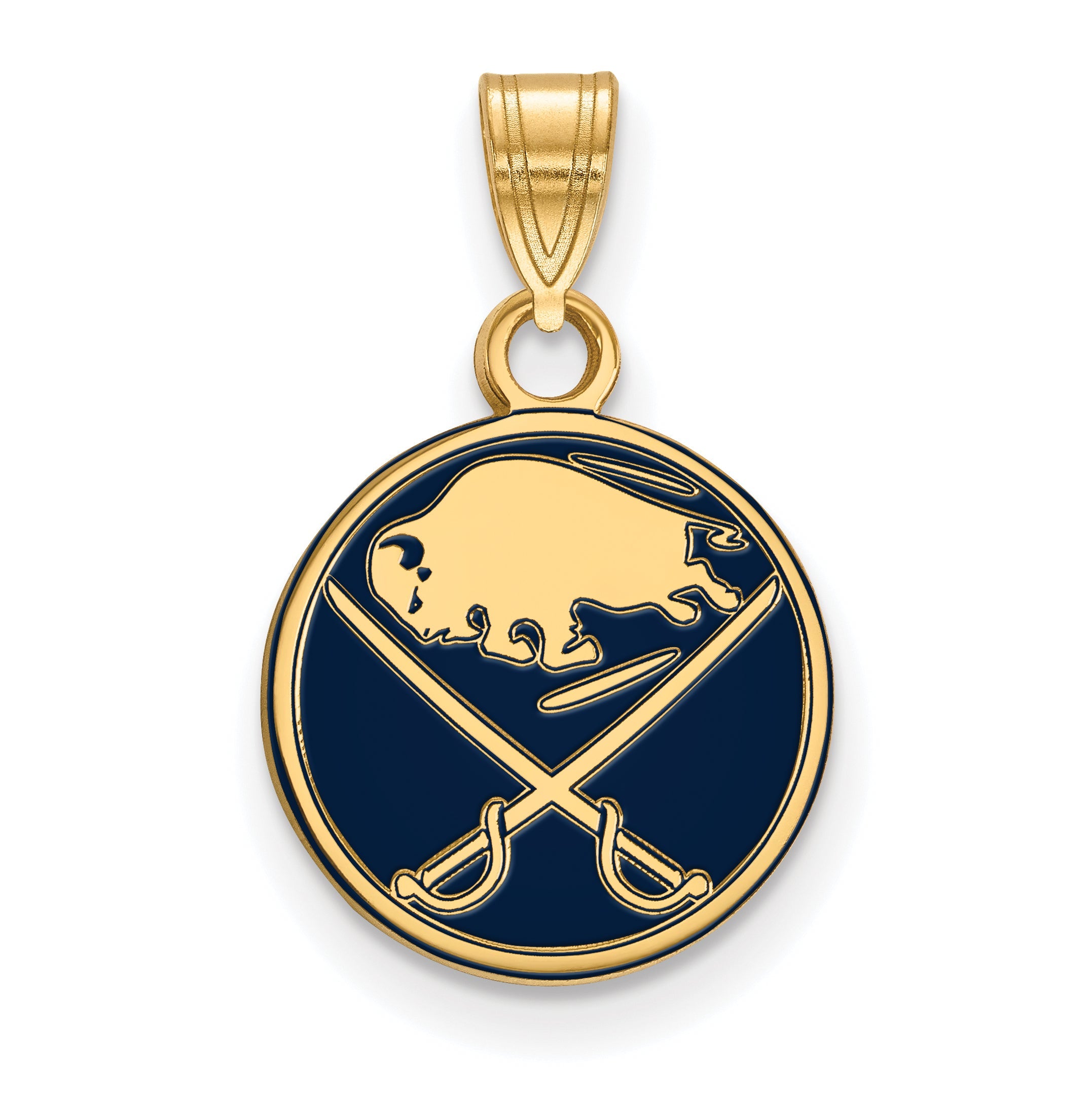 Gold Plated Sterling Silver Nhl Logoart Buffalo Sabres Small Enameled Pendant