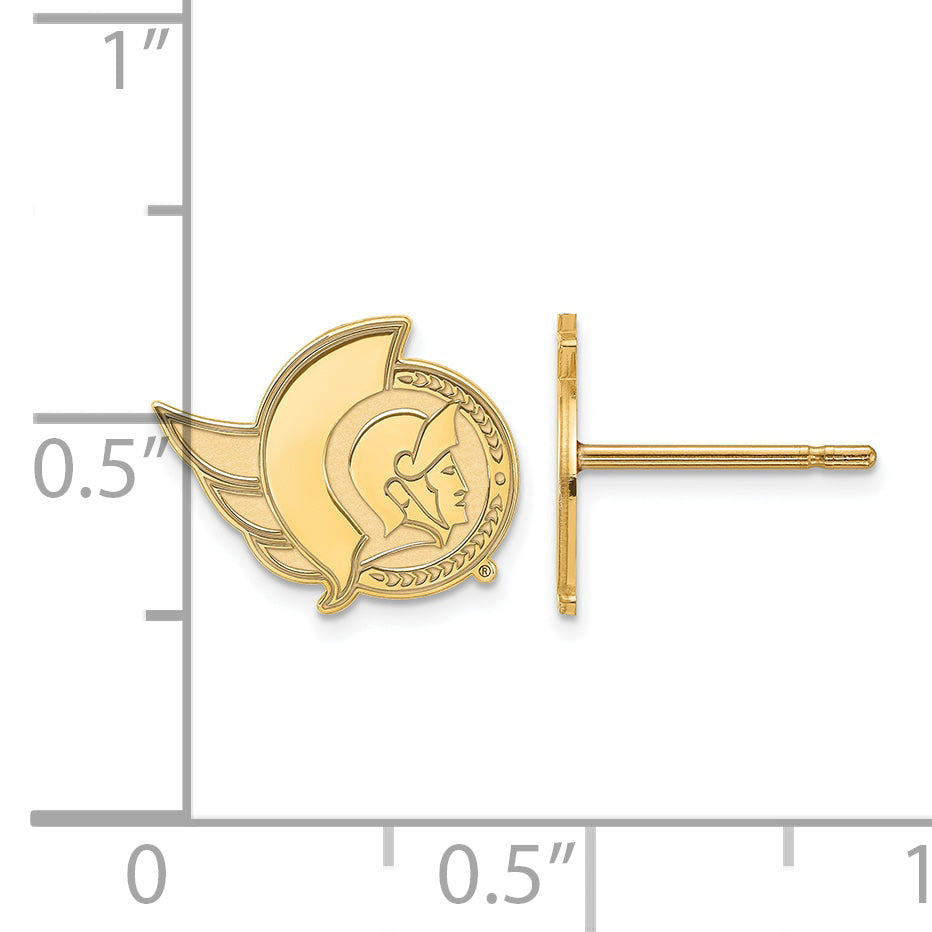 Gold Plated Sterling Silver Nhl Logoart Ottawa Senators Extra Small Post Earrings