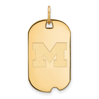 Gold Plated Sterling Silver Logoart University Of Michigan Letter M Small Dog Tag Pendant