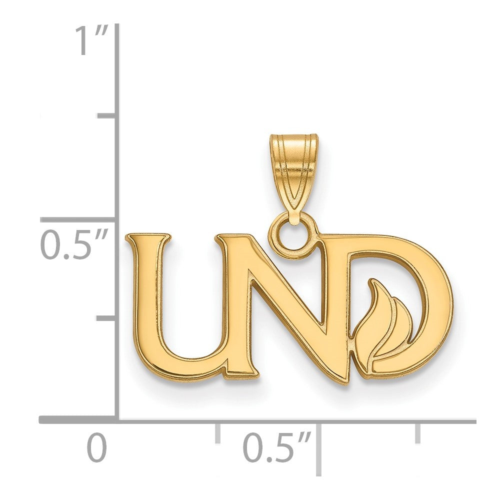 10K Yellow Gold Logoart University Of North Dakota U N D Small Pendant