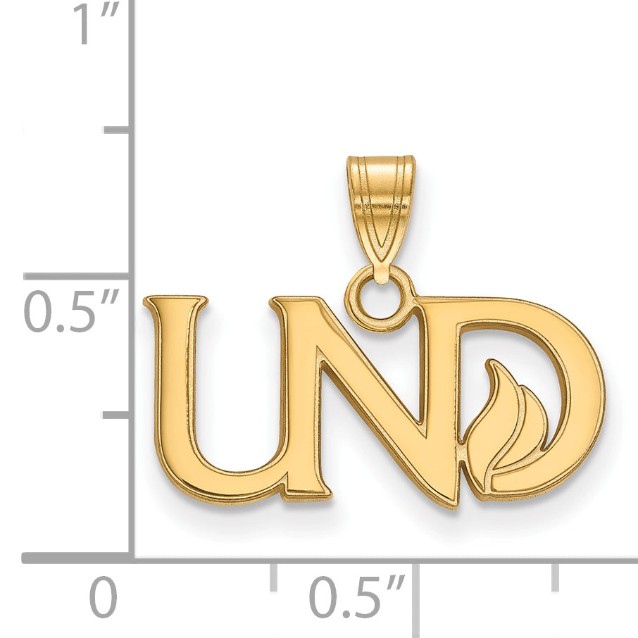 Gold Plated Sterling Silver Logoart University Of North Dakota U N D Small Pendant