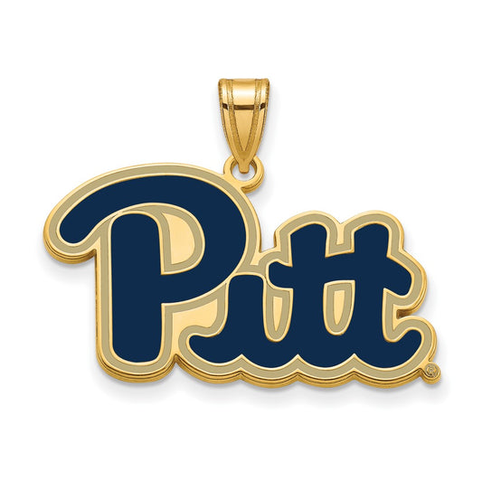 Gold Plated Sterling Silver Logoart University Of Pittsburgh Large Enameled Pendant