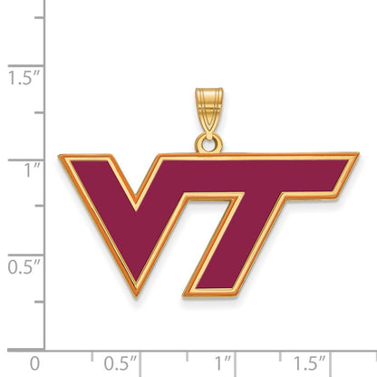 Gold Plated Sterling Silver Logoart Virginia Tech V T Large Enameled Pendant