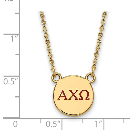 Gold Plated Sterling Silver Logoart Alpha Chi Omega Sorority Greek Letters Small Color Enamel Pendant 18 Inch Necklace