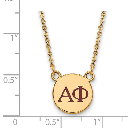 Gold Plated Sterling Silver Logoart Alpha Phi Sorority Greek Letters Small Color Enamel Pendant 18 Inch Necklace