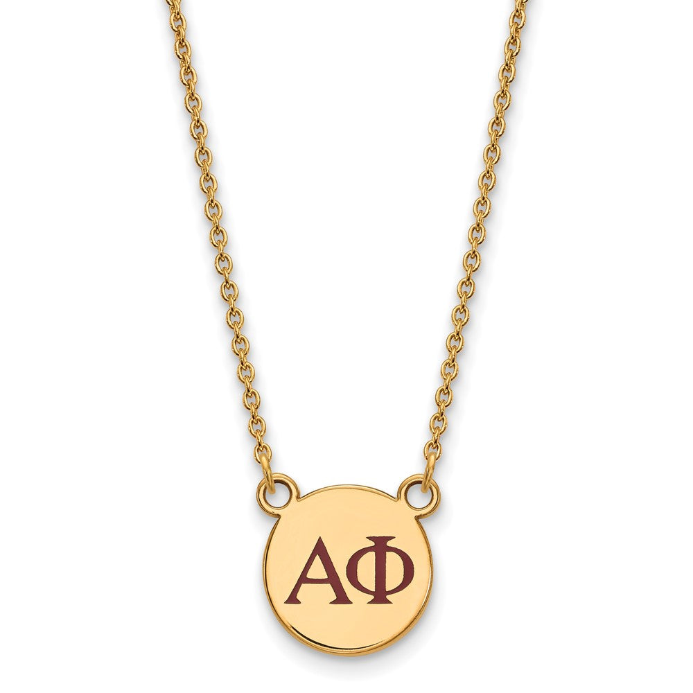 Gold Plated Sterling Silver Logoart Alpha Phi Sorority Greek Letters Small Color Enamel Pendant 18 Inch Necklace