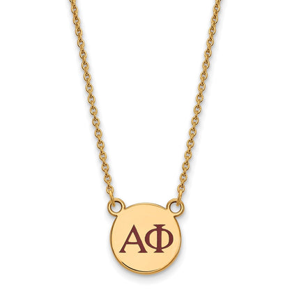 Gold Plated Sterling Silver Logoart Alpha Phi Sorority Greek Letters Small Color Enamel Pendant 18 Inch Necklace