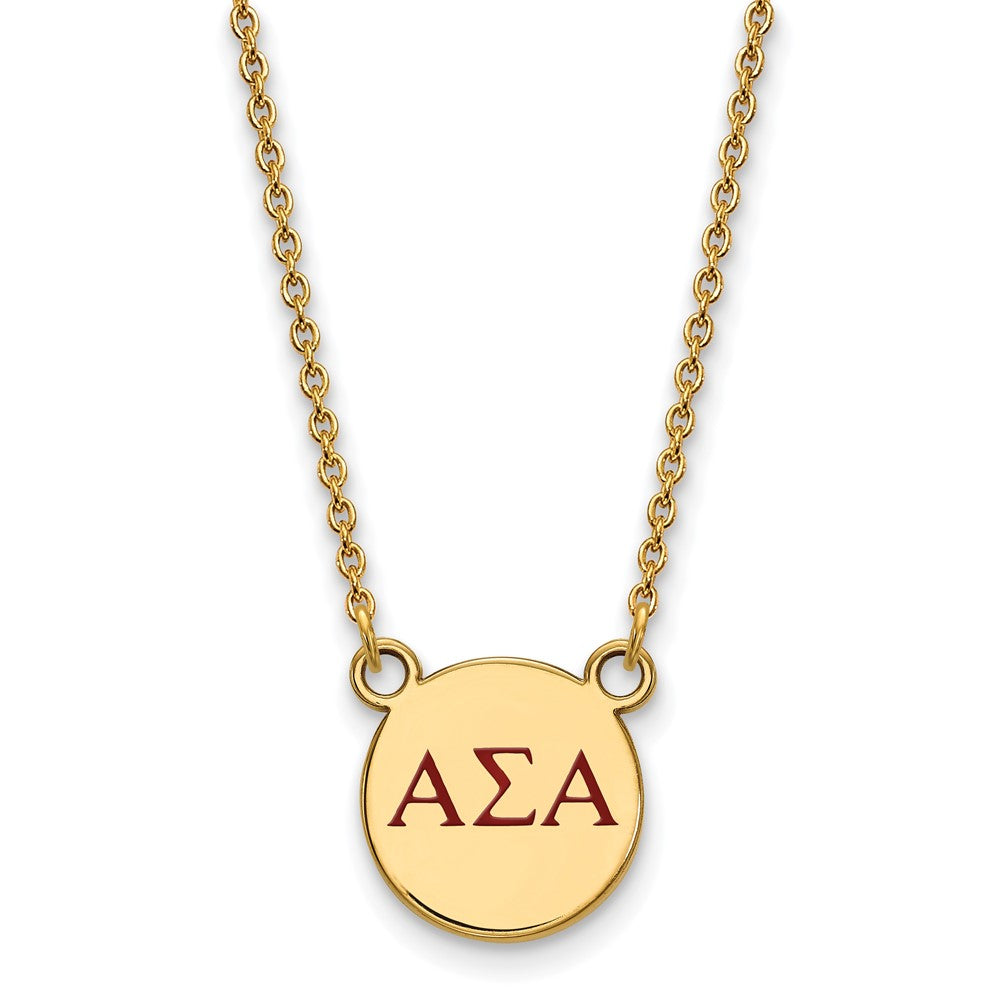 Gold Plated Sterling Silver Logoart Alpha Sigma Sorority Greek Letters Small Color Enamel Pendant 18 Inch Necklace