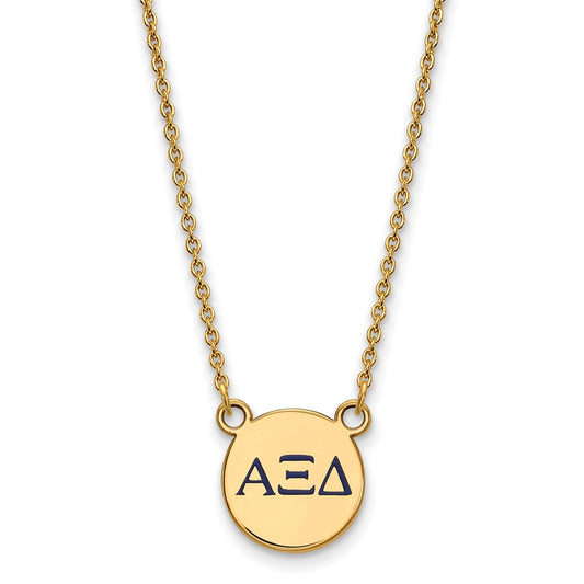 Gold Plated Sterling Silver Logoart Alpha Xi Delta Sorority Greek Letters Extra Small Color Enamel Pendant 18 Inch Necklace