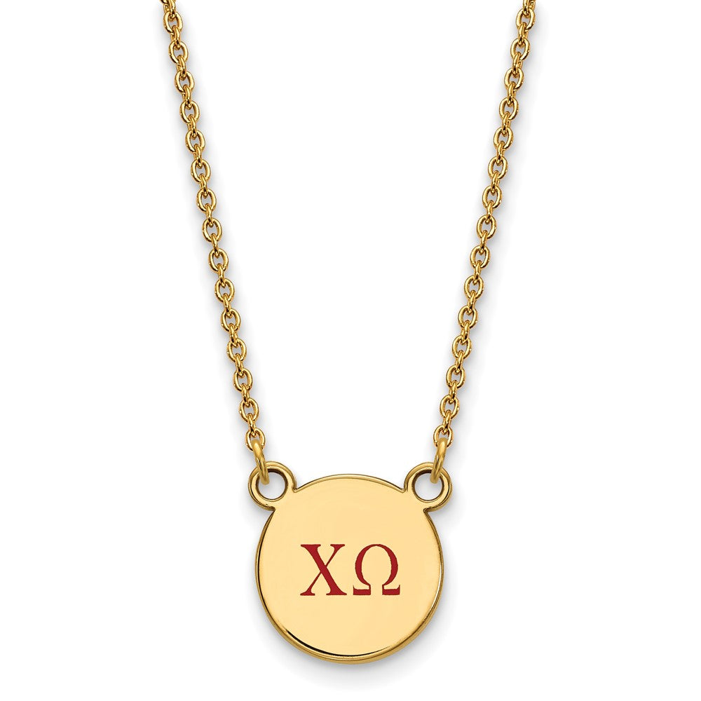 Gold Plated Sterling Silver Logoart Chi Omega Sorority Greek Letters Small Color Enamel Pendant 18 Inch Necklace