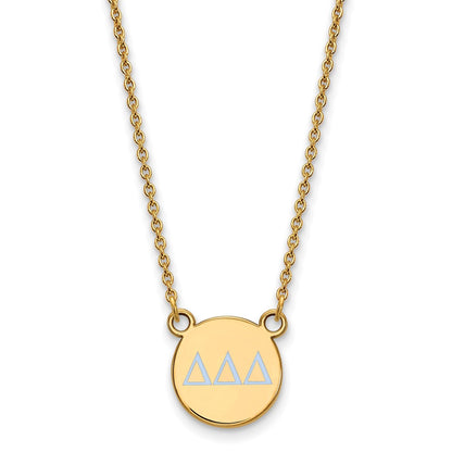 Gold Plated Sterling Silver Logoart Delta Sorority Greek Letters Small Color Enamel Pendant 18 Inch Necklace