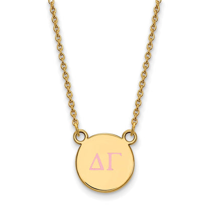 Gold Plated Sterling Silver Logoart Delta Gamma Sorority Greek Letters Small Color Enamel Pendant 18 Inch Necklace