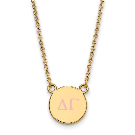 Gold Plated Sterling Silver Logoart Delta Gamma Sorority Greek Letters Small Color Enamel Pendant 18 Inch Necklace