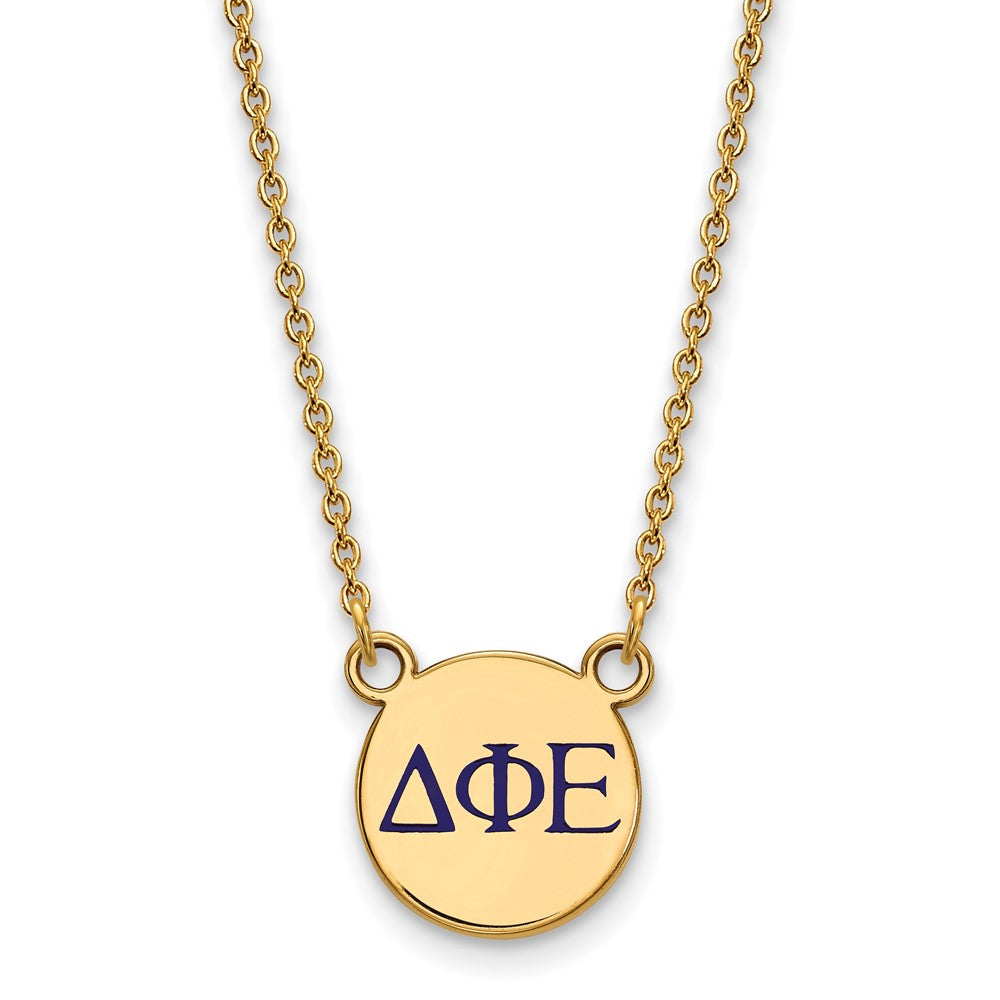 Gold Plated Sterling Silver Logoart Delta Phi Epsilon Sorority Greek Letters Small Color Enamel Pendant 18 Inch Necklace