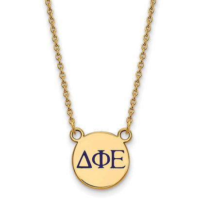 Gold Plated Sterling Silver Logoart Delta Phi Epsilon Sorority Greek Letters Small Color Enamel Pendant 18 Inch Necklace