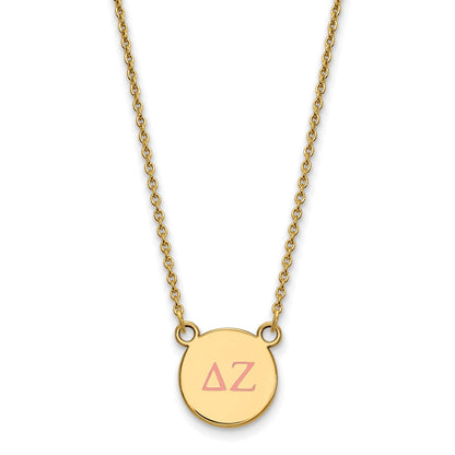 Gold Plated Sterling Silver Logoart Delta Zeta Sorority Greek Letters Small Color Enamel Pendant 18 Inch Necklace