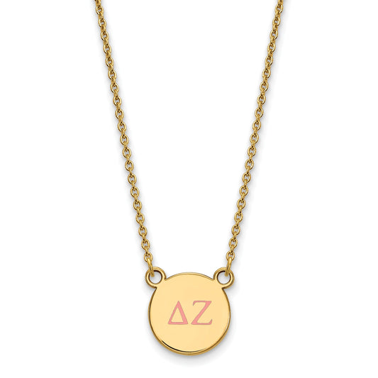 Gold Plated Sterling Silver Logoart Delta Zeta Sorority Greek Letters Small Color Enamel Pendant 18 Inch Necklace