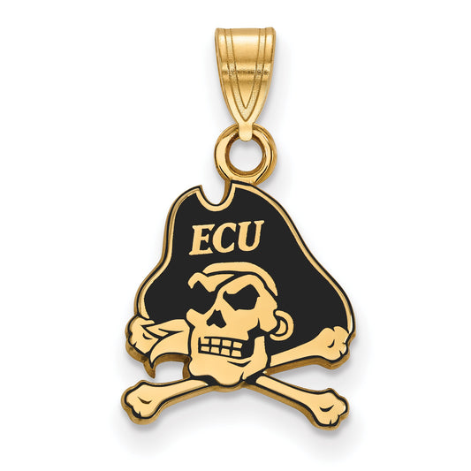 Gold Plated Sterling Silver Logoart East Carolina University Pirate Small Enameled Pendant