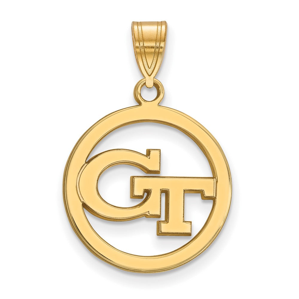 Gold Plated Sterling Silver Logoart Georgia Institute Of Technology G T Medium Circle Pendant