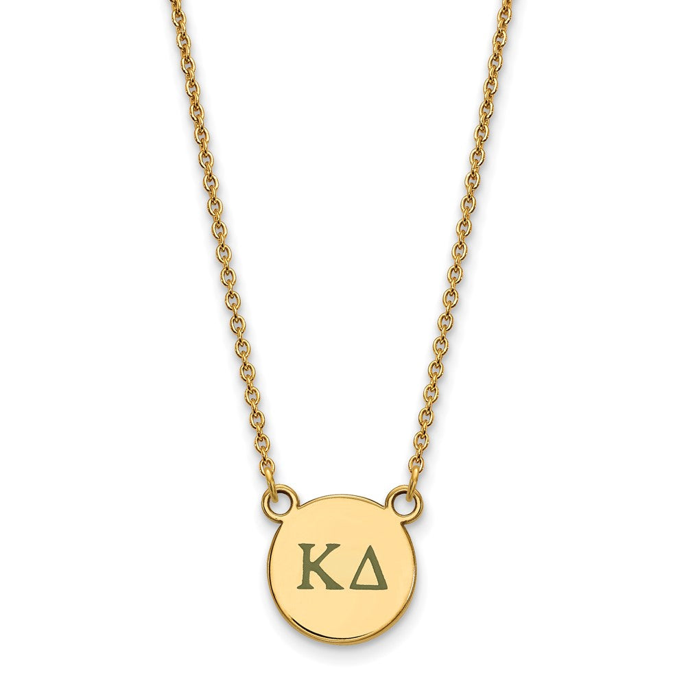 Gold Plated Sterling Silver Logoart Kappa Delta Sorority Greek Letters Small Color Enamel Pendant 18 Inch Necklace