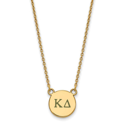 Gold Plated Sterling Silver Logoart Kappa Delta Sorority Greek Letters Small Color Enamel Pendant 18 Inch Necklace