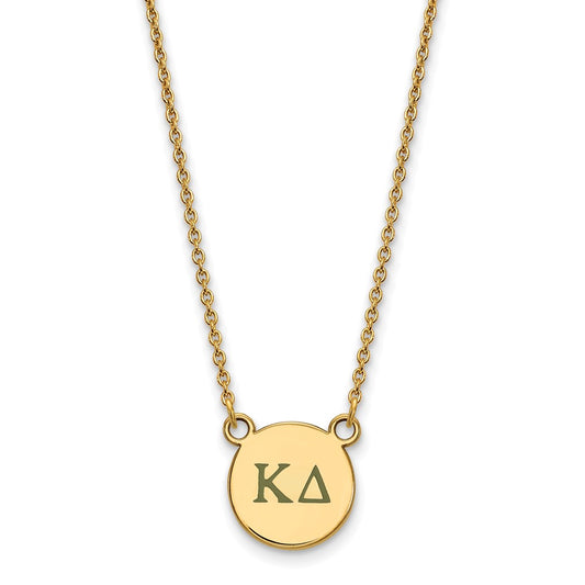 Gold Plated Sterling Silver Logoart Kappa Delta Sorority Greek Letters Small Color Enamel Pendant 18 Inch Necklace