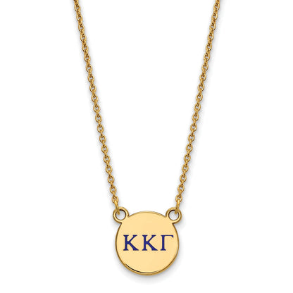 Gold Plated Sterling Silver Logoart Kappa Gamma Sorority Greek Letters Small Color Enamel Pendant 18 Inch Necklace