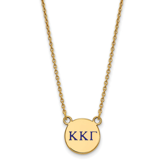 Gold Plated Sterling Silver Logoart Kappa Gamma Sorority Greek Letters Small Color Enamel Pendant 18 Inch Necklace