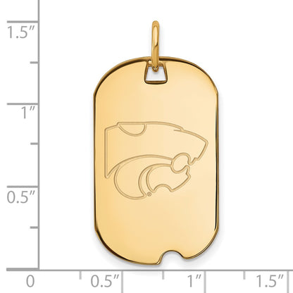 10K Yellow Gold Logoart Kansas State University Wildcat Small Dog Tag Pendant