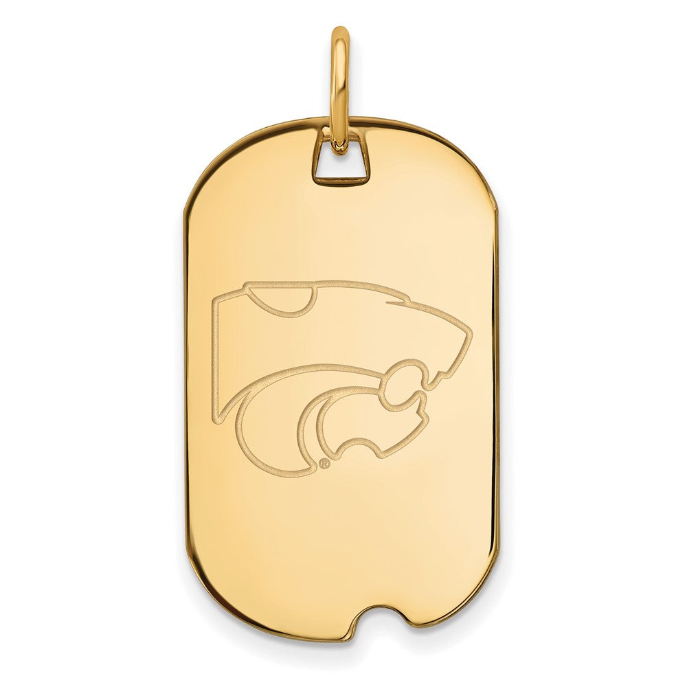 14K Yellow Gold Logoart Kansas State University Wildcat Small Dog Tag Pendant