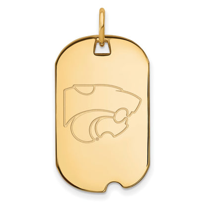 Gold Plated Sterling Silver Logoart Kansas State University Wildcat Small Dog Tag Pendant