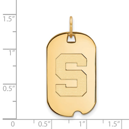 10K Yellow Gold Logoart Michigan State University Letter S Small Dog Tag Pendant