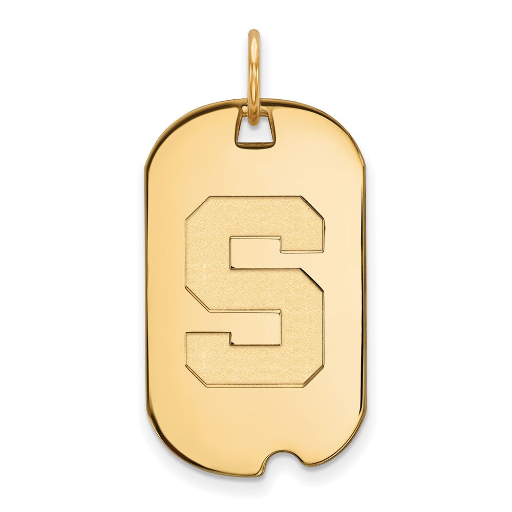 10K Yellow Gold Logoart Michigan State University Letter S Small Dog Tag Pendant
