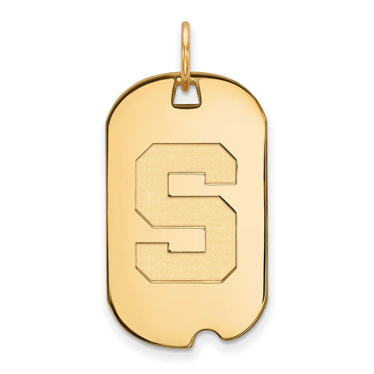 10K Yellow Gold Logoart Michigan State University Letter S Small Dog Tag Pendant