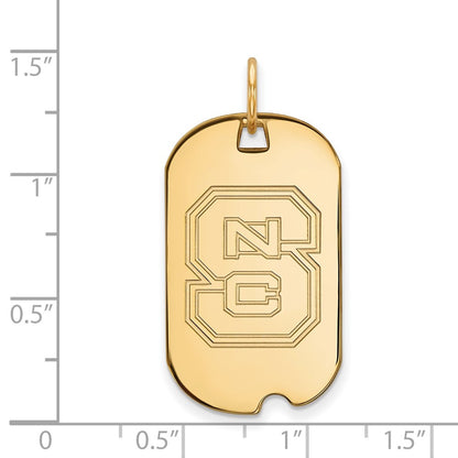 Gold Plated Sterling Silver Logoart North Carolina State University N C S Small Dog Tag Pendant