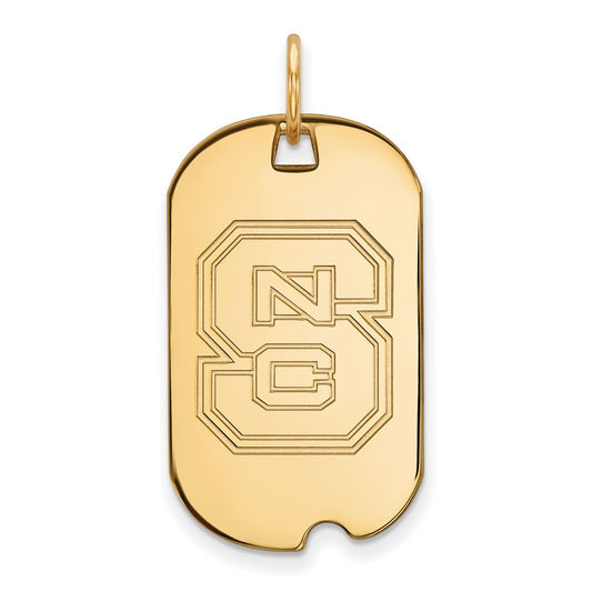 Gold Plated Sterling Silver Logoart North Carolina State University N C S Small Dog Tag Pendant