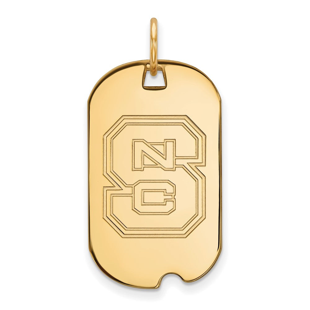 14K Yellow Gold Logoart North Carolina State University N C S Small Dog Tag Pendant