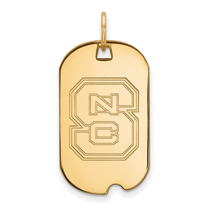 14K Yellow Gold Logoart North Carolina State University N C S Small Dog Tag Pendant