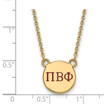 Gold Plated Sterling Silver Logoart Pi Beta Phi Sorority Greek Letters Small Color Enamel Pendant 18 Inch Necklace