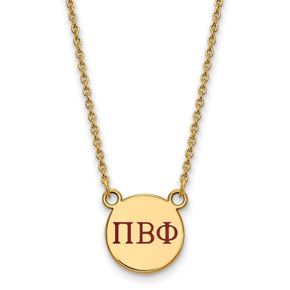 Gold Plated Sterling Silver Logoart Pi Beta Phi Sorority Greek Letters Small Color Enamel Pendant 18 Inch Necklace