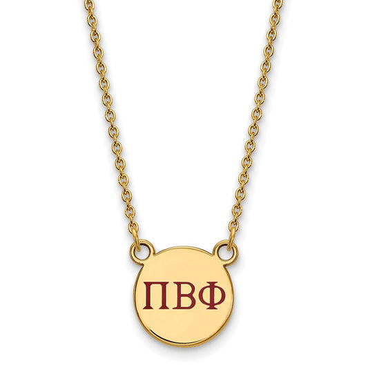 Gold Plated Sterling Silver Logoart Pi Beta Phi Sorority Greek Letters Small Color Enamel Pendant 18 Inch Necklace